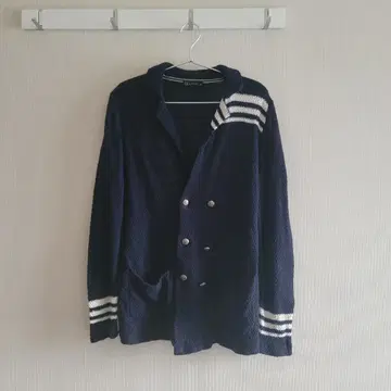 BG 네이비 더블 브레스트 니트 가디건 M 남성용