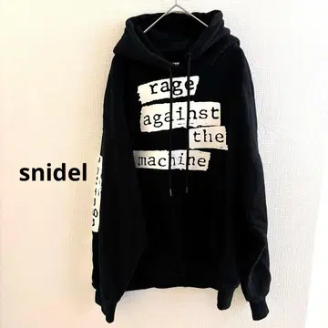 SNIDEL 로고 후드티 블랙 스나이델 빅 루즈핏