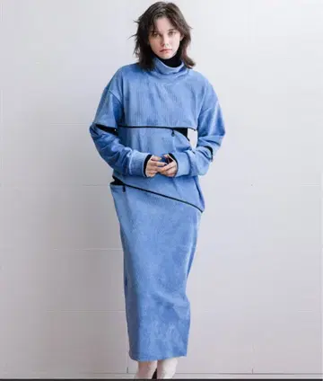 AULA AILA 아우라 아이라 코듀로이 지퍼 원피스 블루