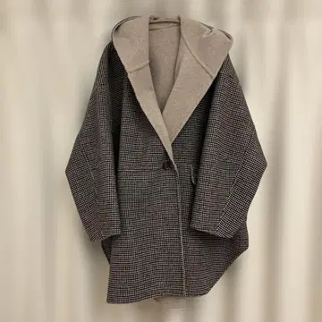 SHIPS any 체크 무늬 후드 부착 코트