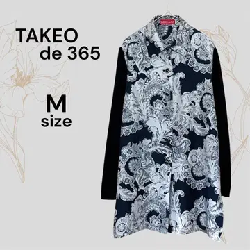 타케오 데 365 새상품급 페이즐리 무늬 실크 100 셔츠 M 소매 니트