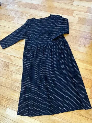 빈티지 원단 눈꽃 무늬 원피스 리메이크 네이비 나염 목화