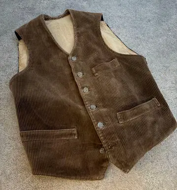 30s 프렌치 빈티지 코듀로이 베스트 헌팅 브라운 베스트