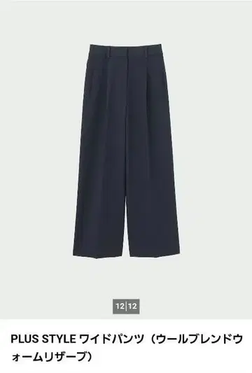 PLUS STYLE 울 블렌드 웜 리저브 와이드 팬츠 NAVY