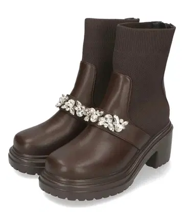 ORiental TRaffic 비쥬 벨트 니트 도킹 부츠