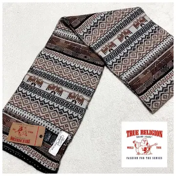 택 포함 새상품 트루 릴리전 캐시미어 혼방 카우친 패턴 머플러