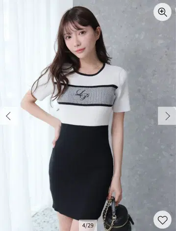 립서비스 바이컬러 리브 니트 원피스