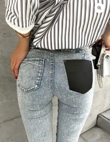 DIANTE 하이웨스트 스키니 데님 라이트 블루