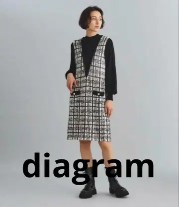 diagram 트위드 니트 원피스