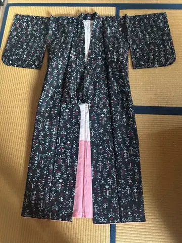 기모노 코몬 블랙 계열 일본풍 패턴 레트로 빈티지 일본 의류