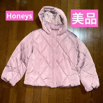 Honeys 퀼트 파이버 다운 핑크 퀼팅 후드 부착 다운