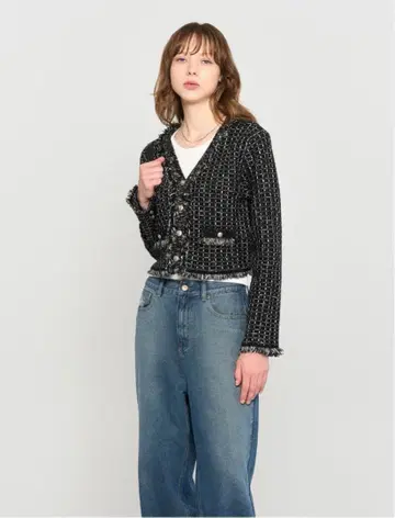 GENERAL IDEA / 프린지 니트 자켓 [블랙]