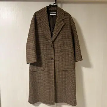 Na.e 브라운 런던 체크 롱 코트
