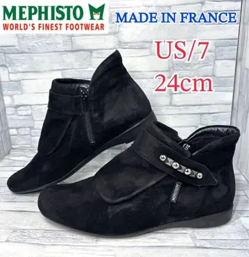 새상품급 메피스토 숏부츠 스웨이드 사이드 고어 블랙 24cm