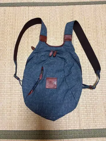 다코타 백팩 데님 인디고 블루 가죽 대용량 백팩