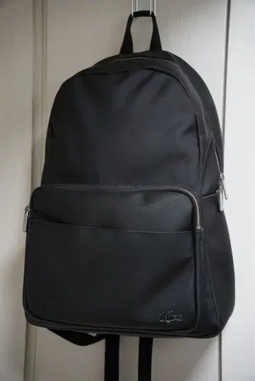 LACOSTE 남성용 가죽 느낌 백팩 백