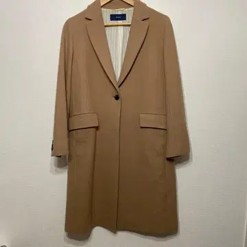 베이지 싱글 버튼 롱 코트