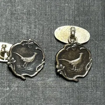 빈티지 커프스 순은 꿩