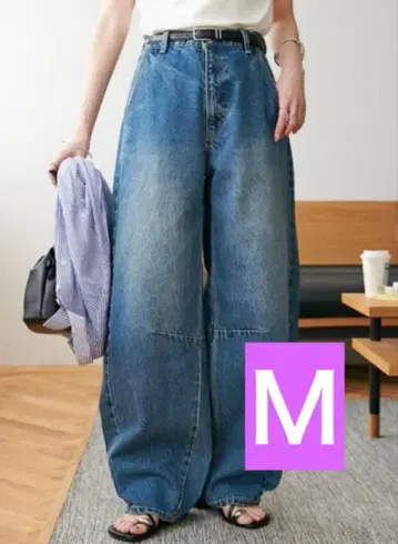 빈티지 가공 데님 커브 팬츠 M discoat