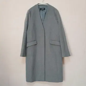 새상품급 컴시즘 노카라 코트 롱 울 혼방 그레이 M 깔끔하고 고급스러운