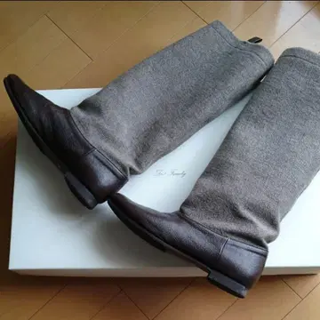 새상품급 두 패밀리 비에라 x 인조 가죽 바이컬러 배색 롱 부츠 일본제