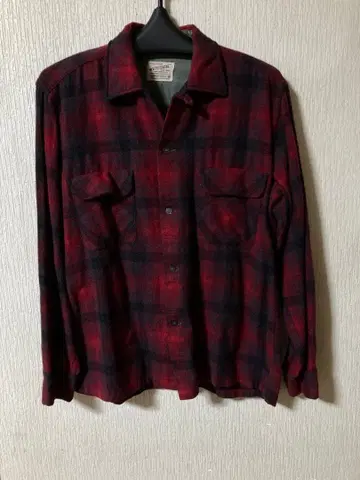 NATIONAL 빨검 체크 옴브레 보드 셔츠 빈티지