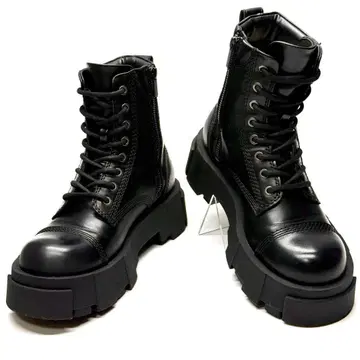 ZARA 사이드 지퍼 통굽 부츠 블랙 여성용 모드 블랙 39