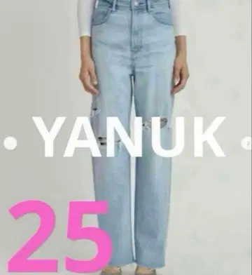 [ YANUK/야누크 ] 보이즈 스트레이트 데님 팬츠 LEA 데미지 데님