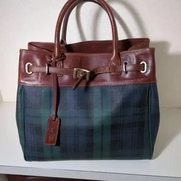 랄프 로렌 토트백 블랙워치