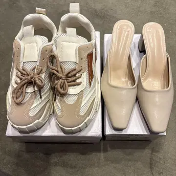 베이지 뮬 스니커즈