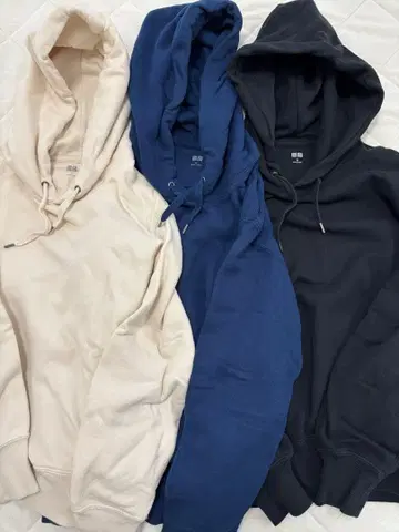 UNIQLO 맨투맨 풀 후드티 (긴팔) XS 3장 세트