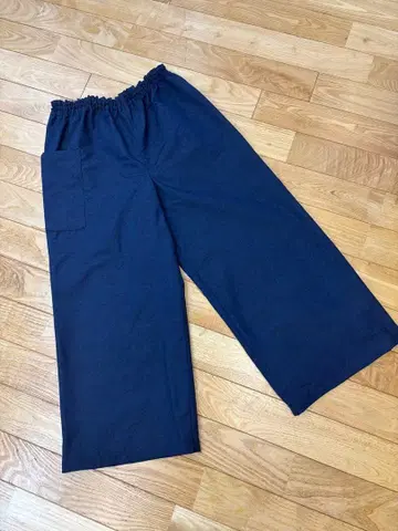 빈티지 원단 네이비 나염 쇼나이 자수 와이드 팬츠 리메이크 카스리