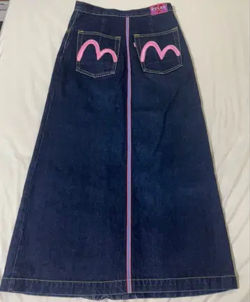 EVISU 다크 데님 스커트 38