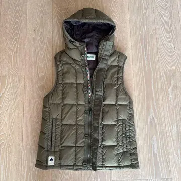 로고스 후드 부착 다운 베스트 그린 L