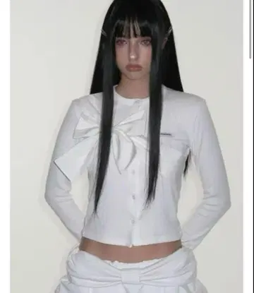 택 포함 미사용 새상품 crank 가디건 크랭크 리본 니트 한국