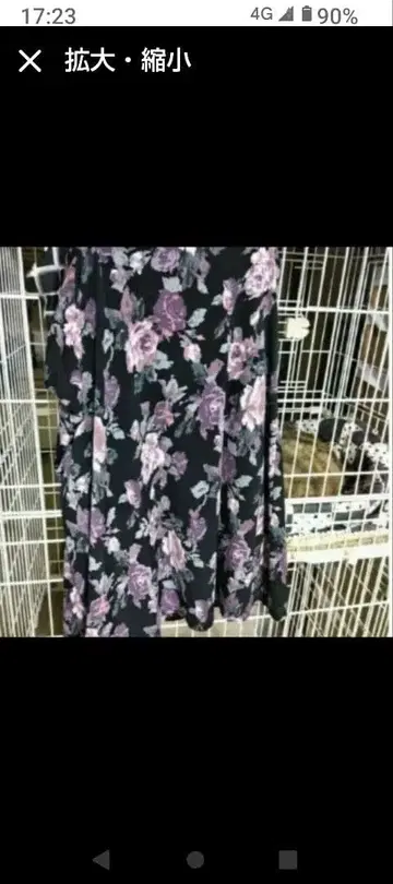 플레어 스커트 꽃무늬 무릎 기장 블랙