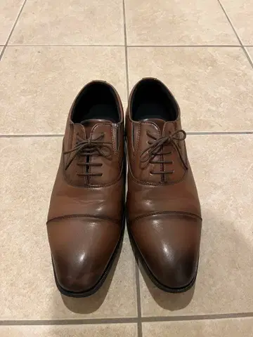 브라운 인조 가죽 드레스 신발 스트레이트 팁