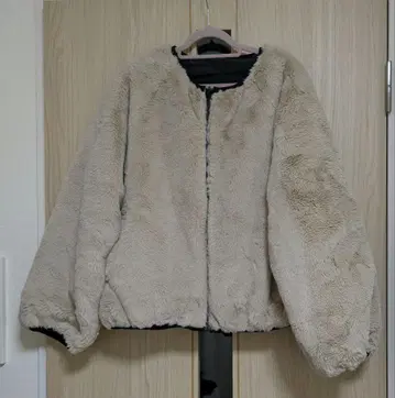 베이지 플리스 자켓 리버서블