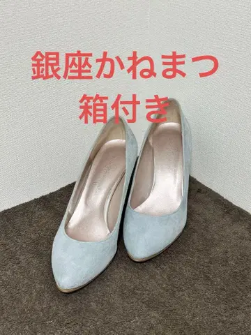 긴자 카네마츠 스카이블루 스웨이드 하이힐