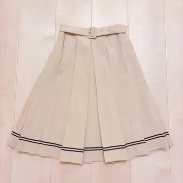 핀토 F i.n.t 라인 사용 마린 플리츠 스커트 아이보리