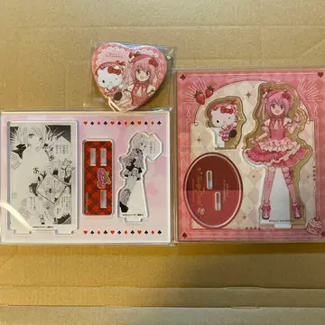 수호캐릭터 산리오 콜라보 아뮤 키티 아크릴 스탠드 캔뱃지 디오라마