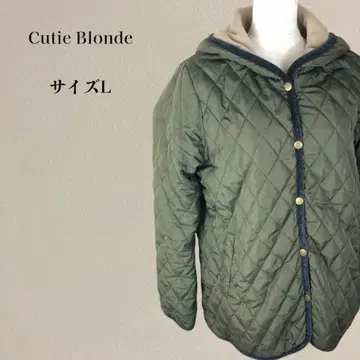 [ 새상품급 ] 큐티 블론드 안감 플리스 후드 부착 퀼팅 블루종 L