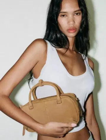 ZARA 더블 핸들 스플릿 스웨이드 미니 백