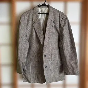 준 멘 그레이 계열 체크 무늬 테일러드 자켓 L