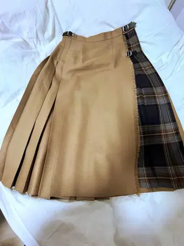 플리츠 스커트 브라운, 체크