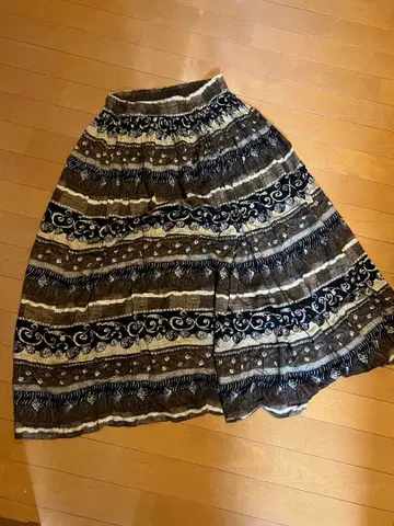 올 패턴 레이온 롱 스커트