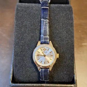 가냘픈 네이비 가죽 손목시계