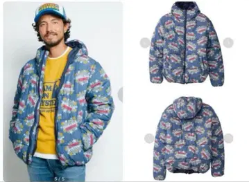 택 포함 SUPER HYSTERIC 패턴 데님 후디드 블루종