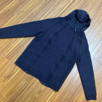 zara man 네이비 네이비 풀 집업 후드 부착 니트 후드티