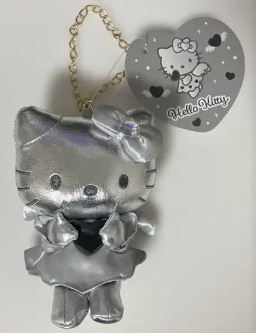 헬로키티 모노톤 인조 가죽 마스코트 참 실버 산리오
